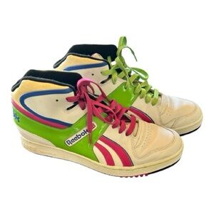 Reebox white green pink high top sneakers
